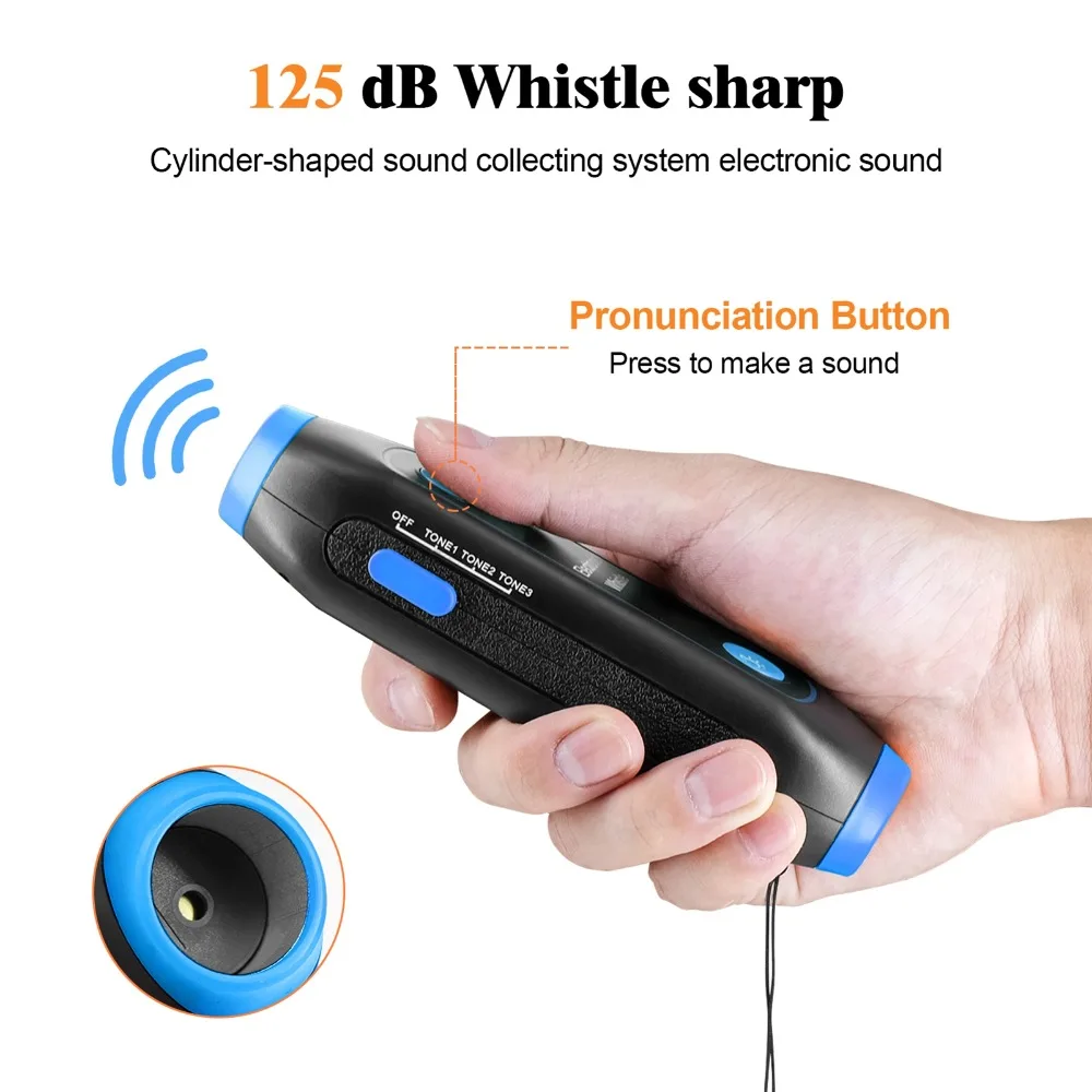 Portable 3 Volume Levels Electronic Whistle LED Light Lanyard Included Emergency Whistle Referee Whistle For Referees