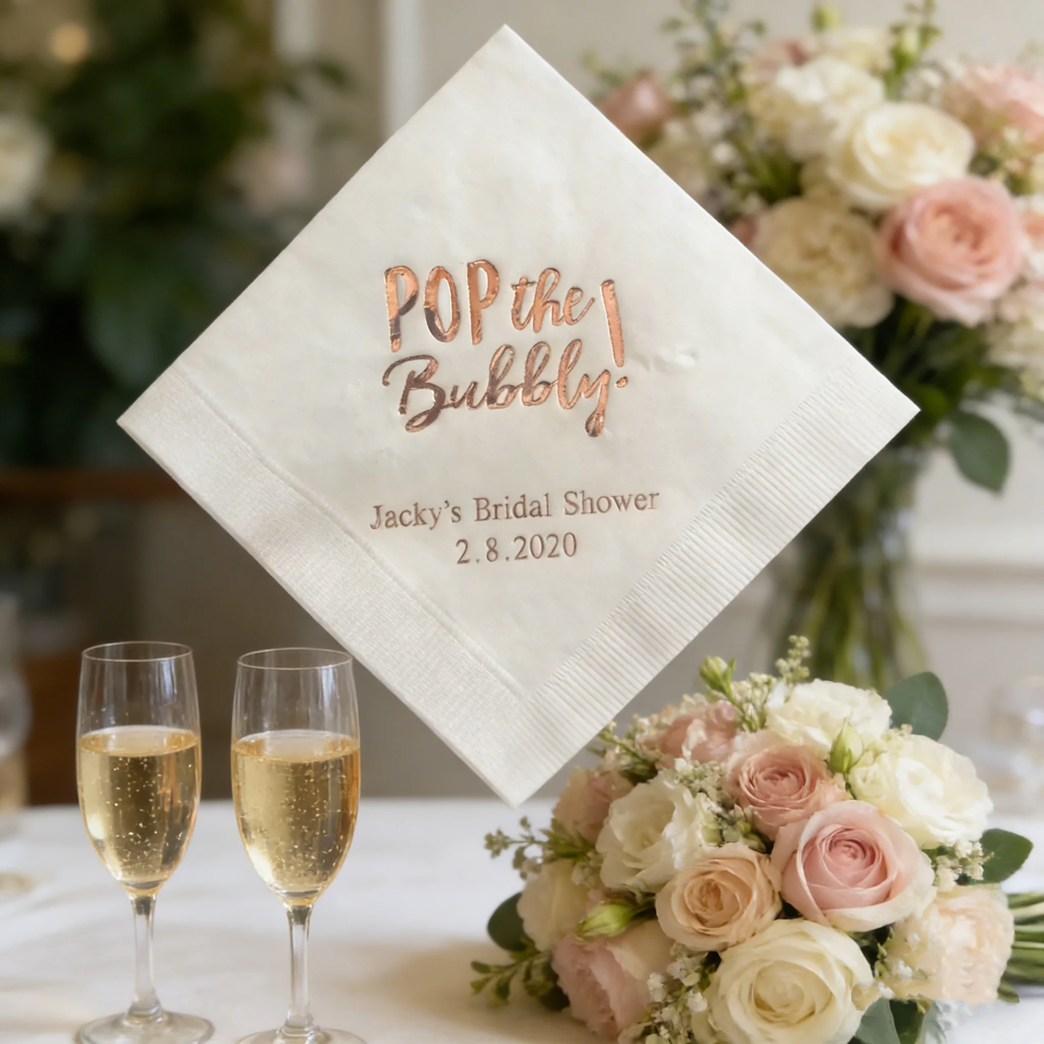 

50 шт. персонализированных салфеток для вечеринки с напечатанным дизайном, для свадьбы, юбилея, выпускного, девичника, вечеринки в честь помолвки