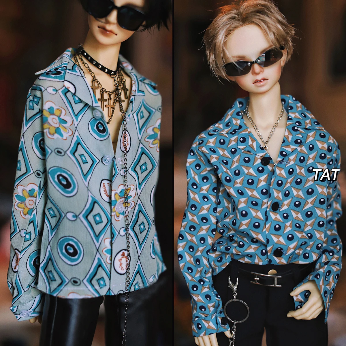 NEW 5 Colors Retro Old Flower Long Sleeve Shirt 1/4 1/3 Fashion Casual Suit Collar Jacket Top DD MSD Uncle SSDF BJD Doll Clothes