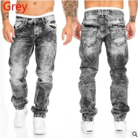 Europäische und amerikanische 2024 neue Mode jeans für Männer, lässige Hip-Hop-Jeans hose mit geradem Bein und sichtbaren Nähten. S-5XL