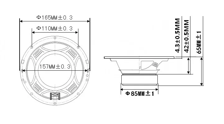 Modificação do altofalante do carro com gama completa Mid-Bass, 6.5"