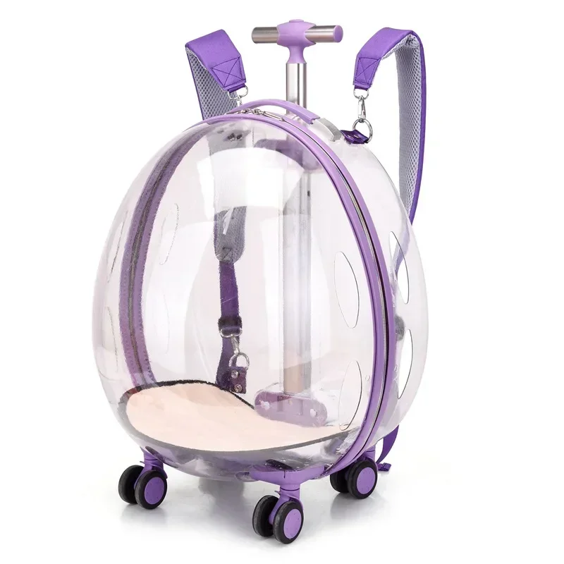 Bolsa de Ombro Duplo Transparente, Cápsula Espacial Gato, Caixa de Bolha, Respirável, Trolley de Grande Capacidade para Sair