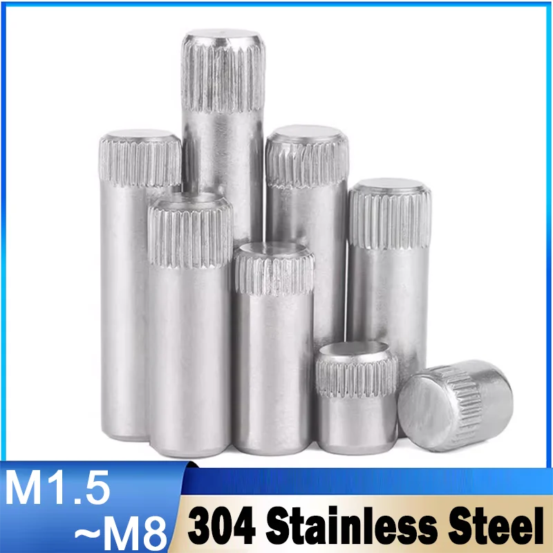Leijiu 2~30pcs 304 Stainless Steel Knurled Cylindrical Pin Shaft Pin Hinge Pin Toys Linkage Hinge M1.5 M2 M2.5 M3 M4 M5 M6 M8