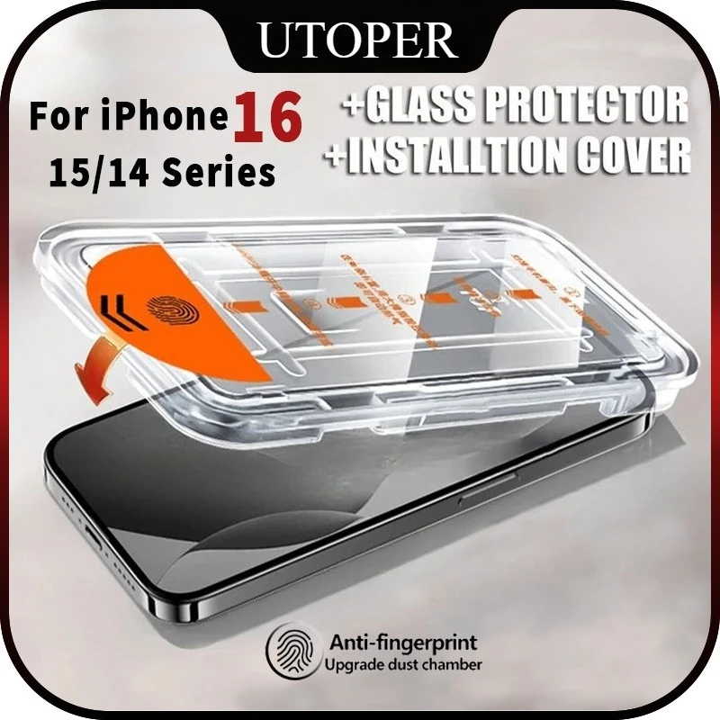 

Premium Easy Install Screen Protector Tempered Glass for iPhone 16e 15 14 13 12 11 X XS XR 16 Pro Max Plus Mini HD light Privacy