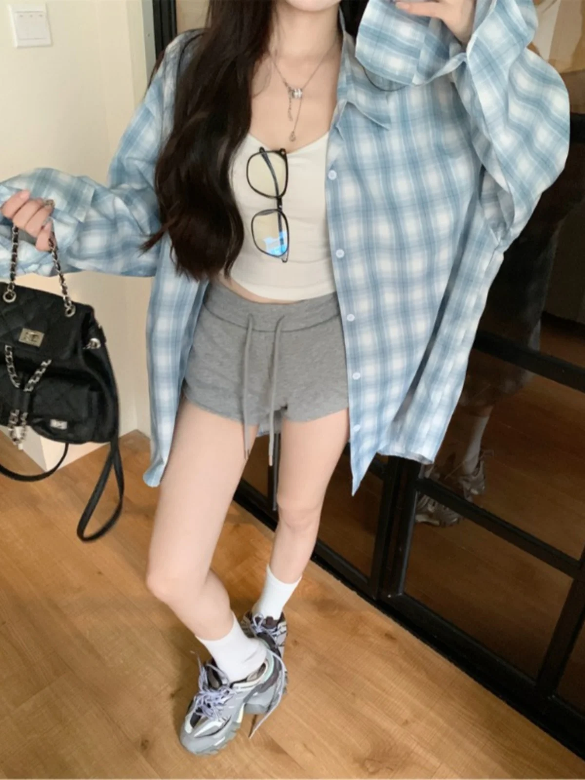 Csa informal a cuadros, ropa de abrigo hoada de manga larga con protección solar, blusa de mujer cómoda de estilo perezo...