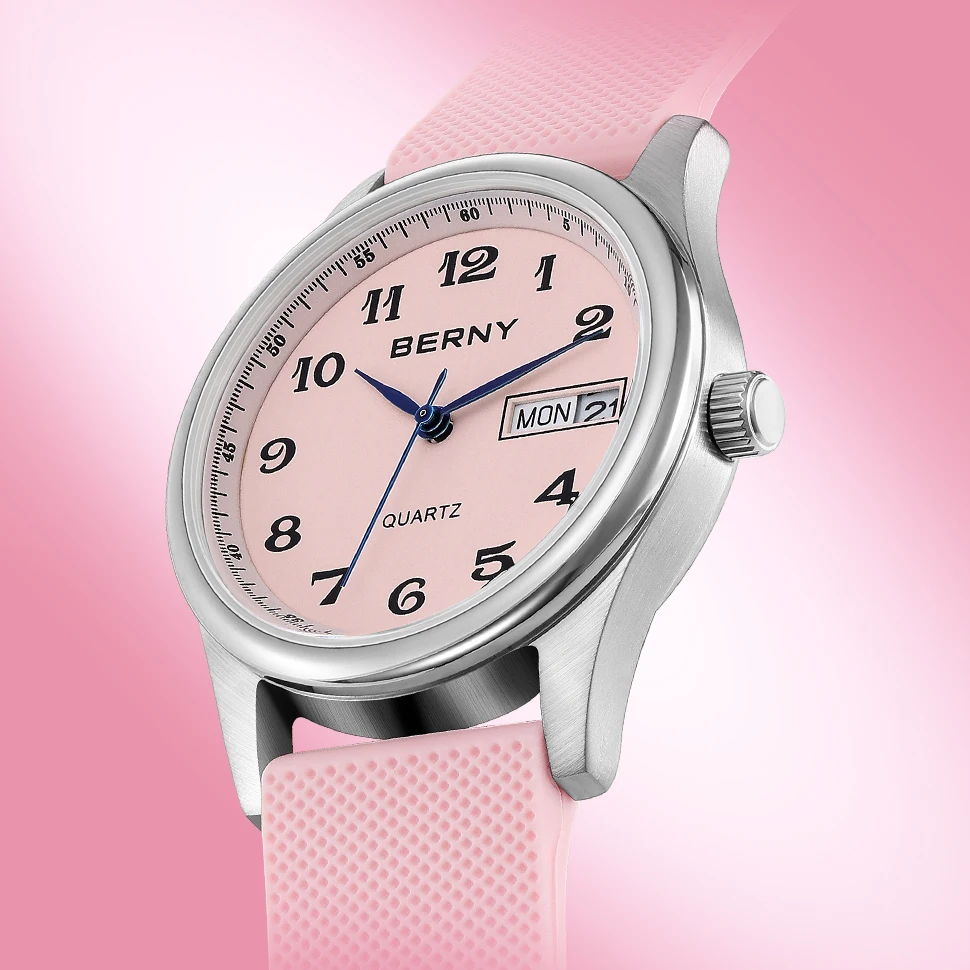 Imagem -03 - Berny Mulher Relógio Calendário Semanas Quartzo Relógio de Pulso Feminino s s Pulseira de Silicone Macio Fácil Leitura Casual Senhoras Relógios à Prova d Água