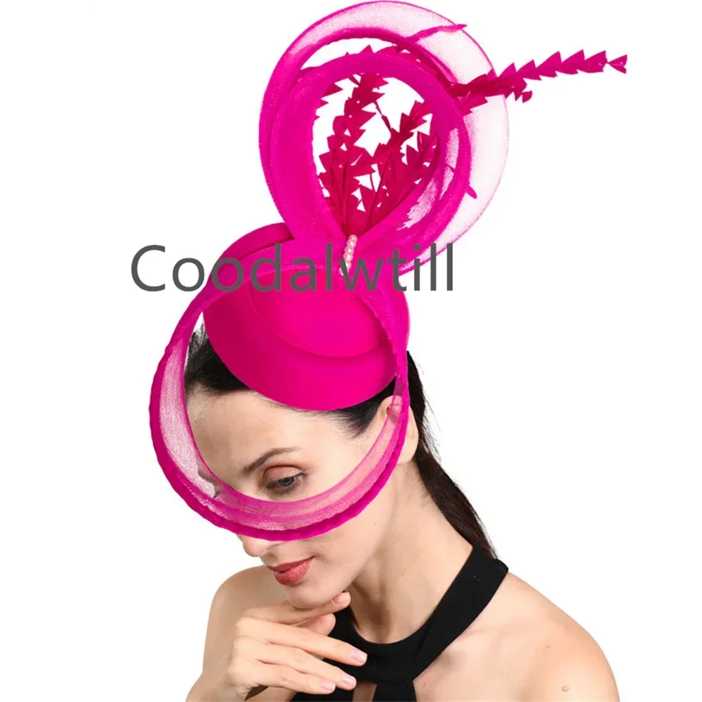 Women Church Fascinator Feathers Hat Kentucky Party Pillbox Cap Wedding Elegant Ladies Wedding Headpiece Event Nigh Tea Chapeau