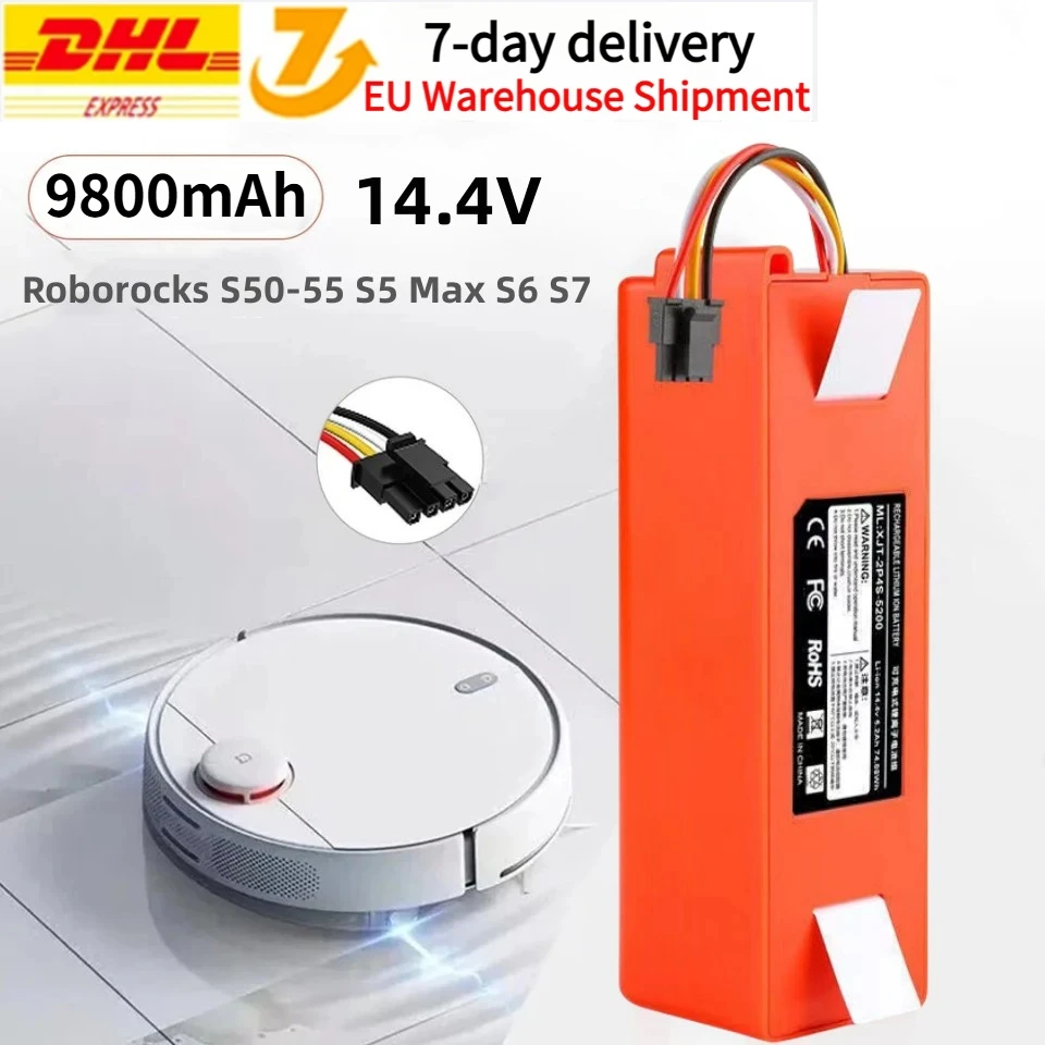 Do odkurzacza Xiaomi Bateria (BRR-2P4S-9800S) Roborock S5 S6 S50-55 S5 Max S6 S7 Etc14.4V 9800mAh
