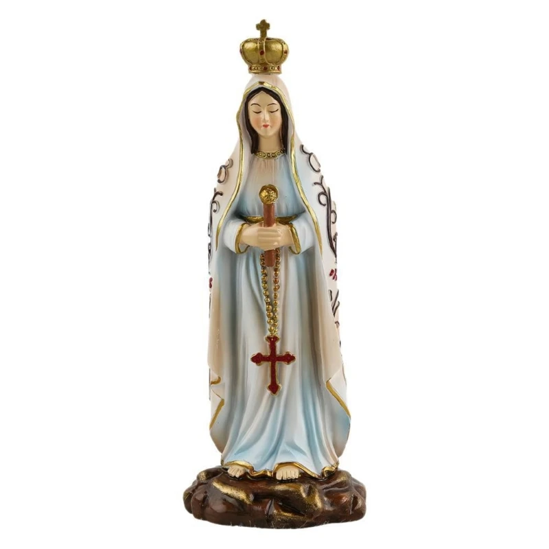 Y1UB Elegant Fatima Holy Virgin Statue Religious Figurine With Realistic Details