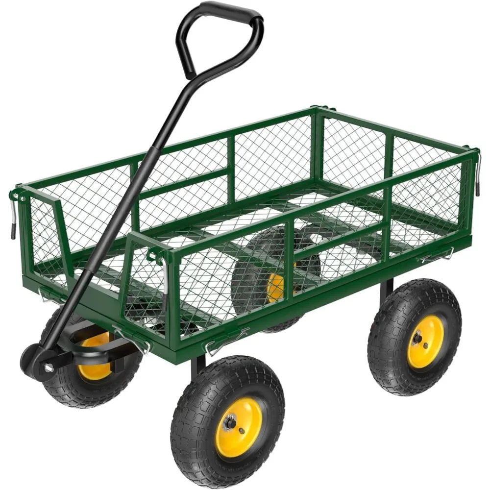 

Сверхмощная садовая тележка VINGLI со стальной сеткой 880 фунтов, съемная универсальная тележка для тачки, двора и садовой тележки со съемной стороной