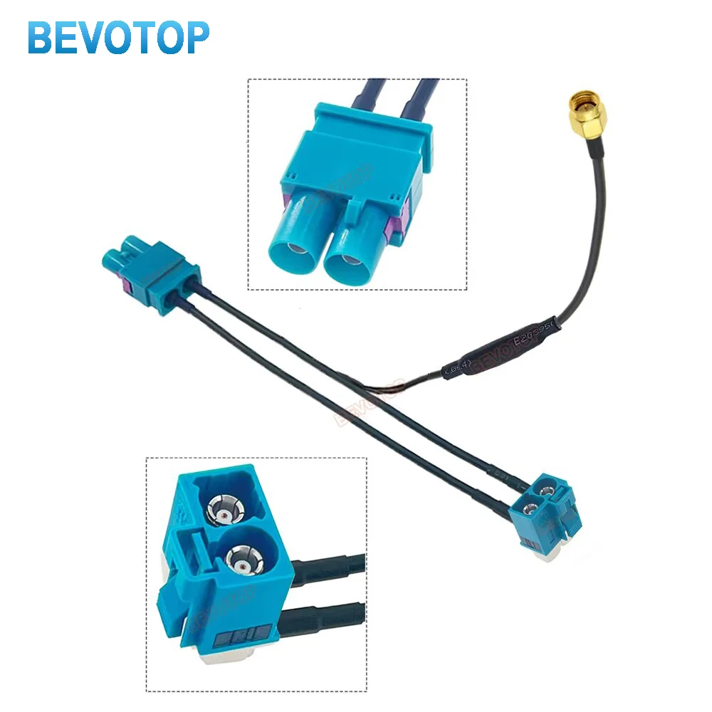 BEVOTOP Twin Fakra to SMA Splitter cables Dual Fakra Z Male Female to SMA With Diode Custom-made Auto RF Coaxial Cable Jumper