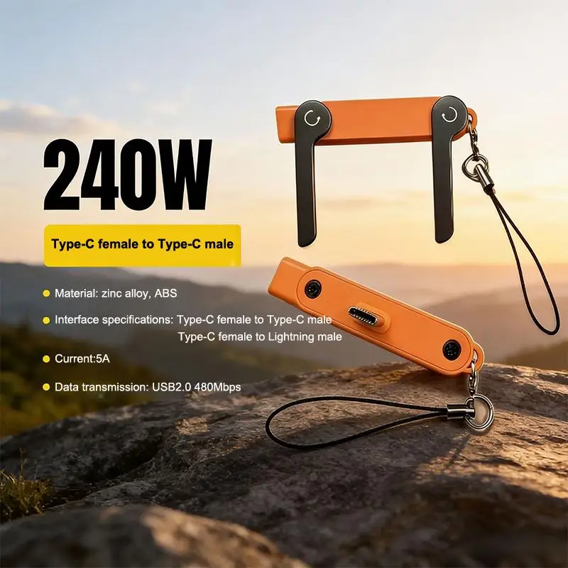 240W USB C OTG Adapter With Stand Type C Female To IP Male Converter Right Angle Connector For Mobile Gaming Video Chat