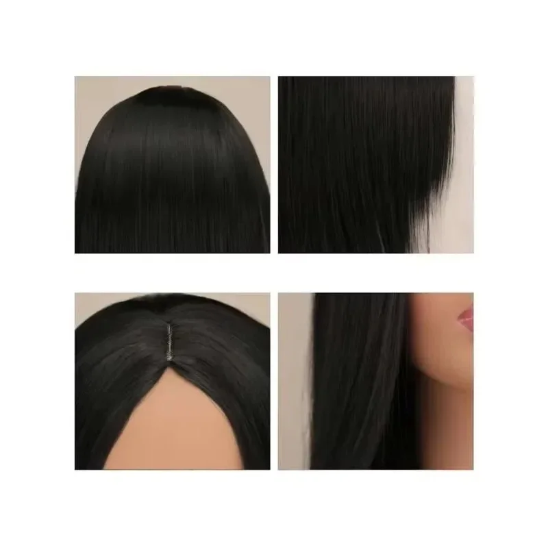 2025 aaa QQXCAIW Gothic Women Costume Long Black Wig Natural Cute Straight Wigs for Halloween