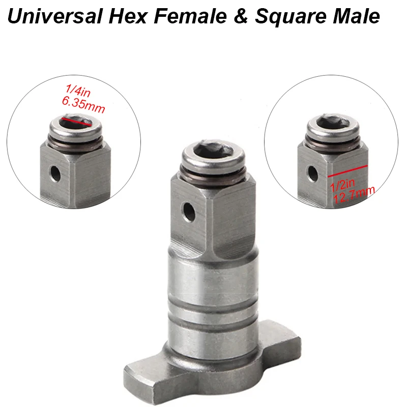 2 in 1 Electric Impact Wrench Anvil Adapter Driver Converter Shaft Attachment 1/2 Square Socket To 1/4 Hex Power Tool Part