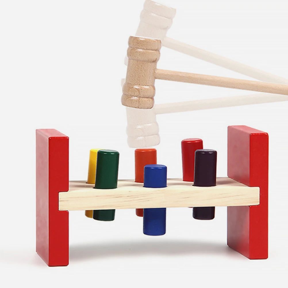 

1 Set Of Children'S Educational Whacking Wooden Hammering Plaything For Toddlers Color Cognitive Development Knocking Game Early
