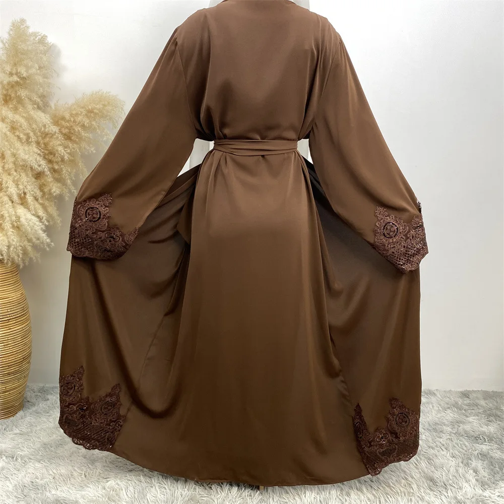 Mode décontracté dentelle Robe brodée musulman Long Cardigan ample Abaya Robe moyen-orient dubaï