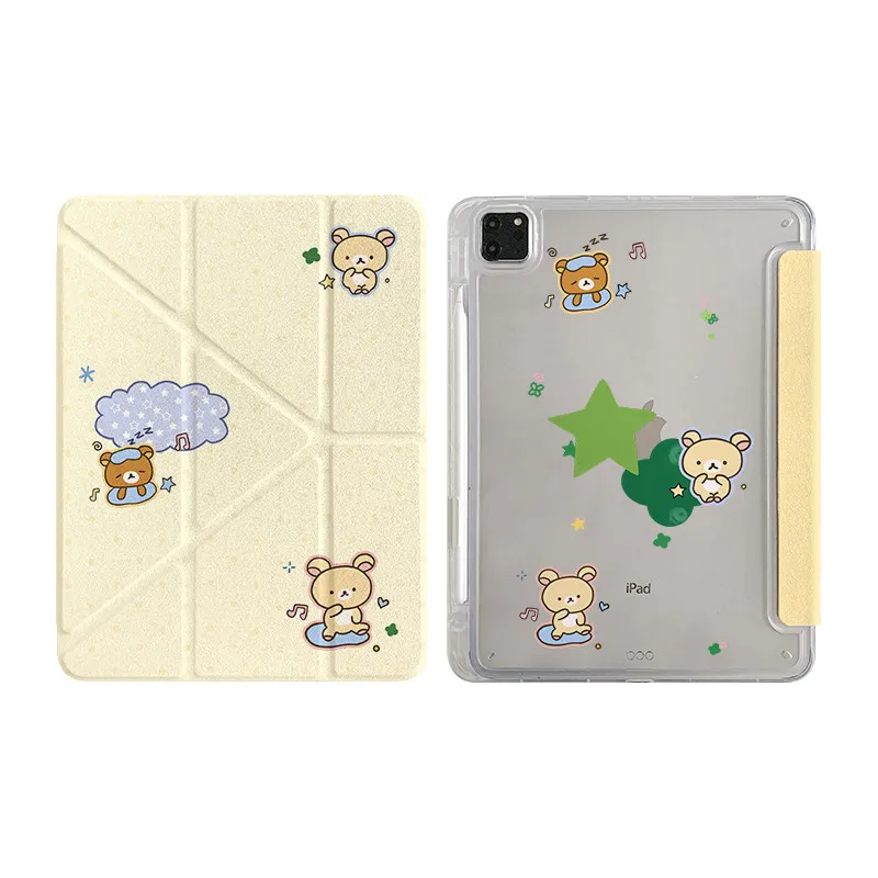 

Очаровательные чехлы R-Rilakkumas для iPad Pro 11 M2 M3 M4 M5 A16 2025, Air 4 5 6 7, 12.9/13/9.7/10.2/10.5/9.7 дюймов, 5-го, 6-го, 7-го, 8-го, 9-го, 10-го, 11-го поколений