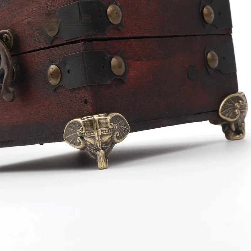 4PCS Antique Elephant Vintage Bronze Jewelry Chest Box Wooden Case Decorative Protection Feet Leg Plastic Material decoration