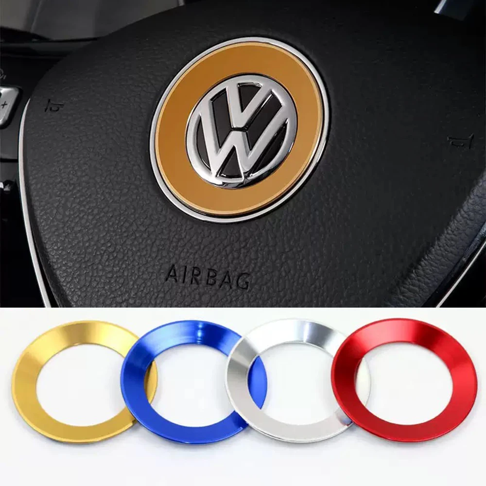 Aluminium Trim Auto Lenkrad Abdeckung Logo Ring Für VW Golf 6 7 Polo Tiguan Passat B6 B7 Touran Scirocco Käfer Jetta Caddy CC
