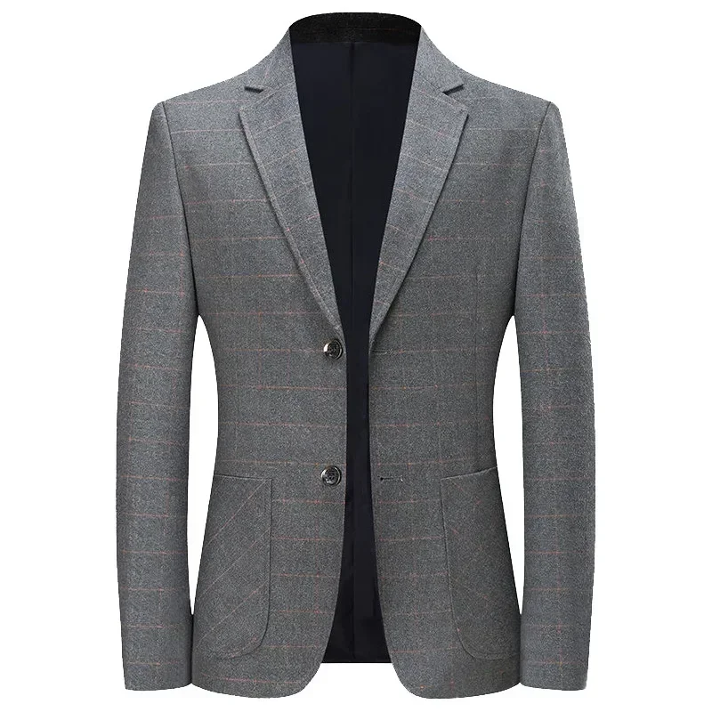 Men Blue Plaid Blazers Jackets New Spring Autumn Male Business Casual Suits Coats Man Slim Fit Blazers Jackets Coats Size 4XL