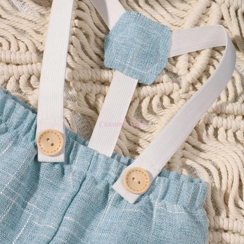 Y1ub حديثي الولادة الدعائم الصبي بوي جينتلمان يناسب رومبير مع رعاة البقر قبعة صبي حديثي الولادة ، زي صورة ممتازة للتقاط الصور #2