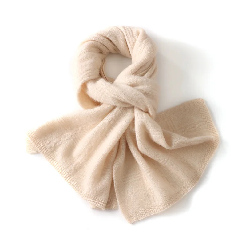 100% pure cashmere women's scarf, warm and comfortable fabric, high-quality solid color shawl, size 180x40