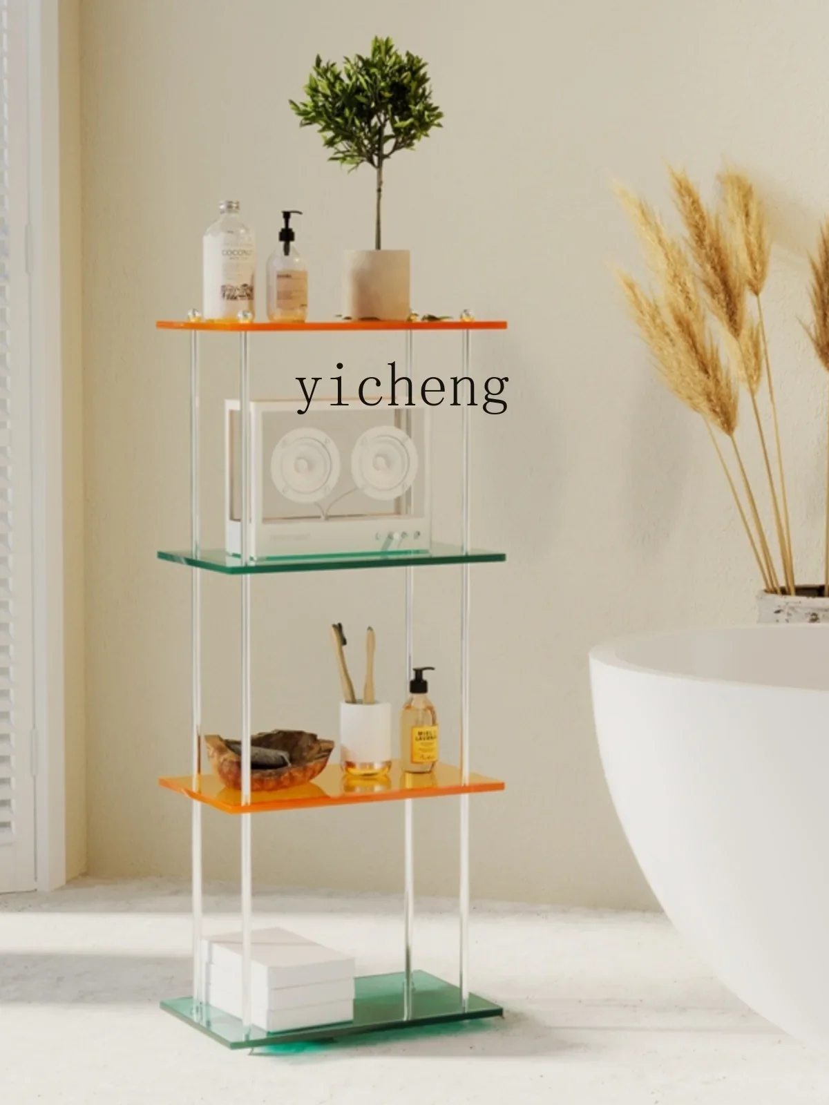 XL Acrylic Floor Storage Rack Bathroom Multi-Layer Storage Rack Organizing Rack Sofa Side Table