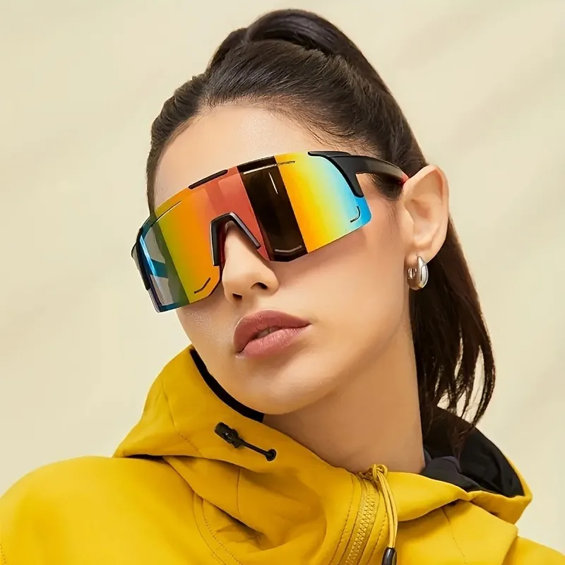 نظارات شمسية رياضية بإطار كبير لركوب الدراجات UV400، نظارات تسلق الجبال والدراجات الخارجية، نظارات خارجية مقاومة للرياح
