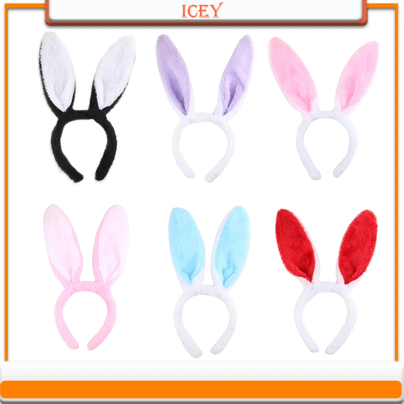 6pcs Easter Headdress Plush Cute Rabbit Ears Hair Band Easter Cartoon Plush Cute Rabbit Ear Hair Hoop