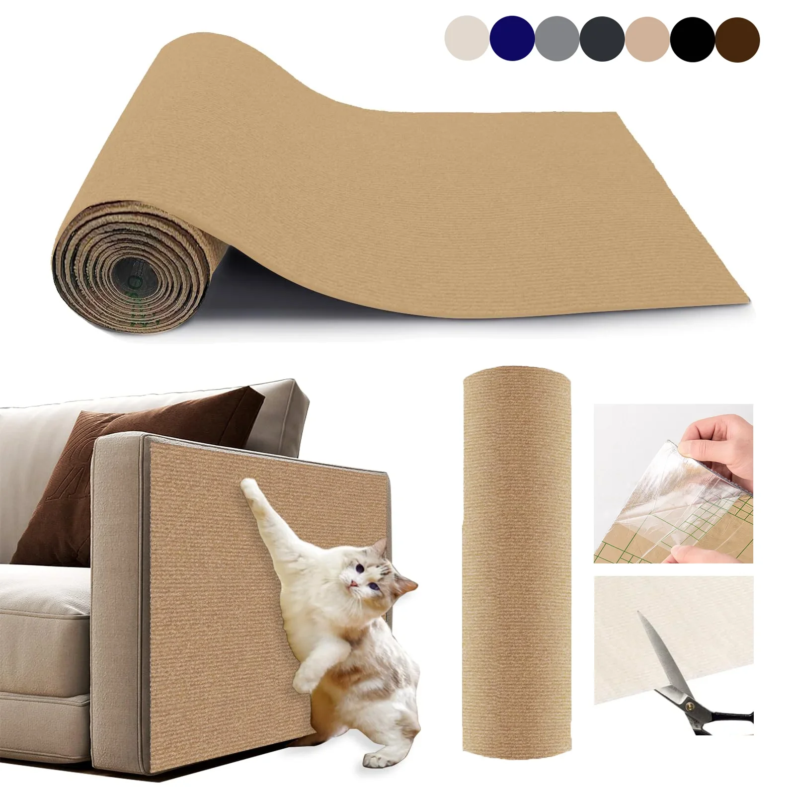 Selbstklebende Katzenkratzmatte Zuschneidbare Wand-Kratzmatte Anti-Kratz Möbelschutz für Sofa Wand Tür