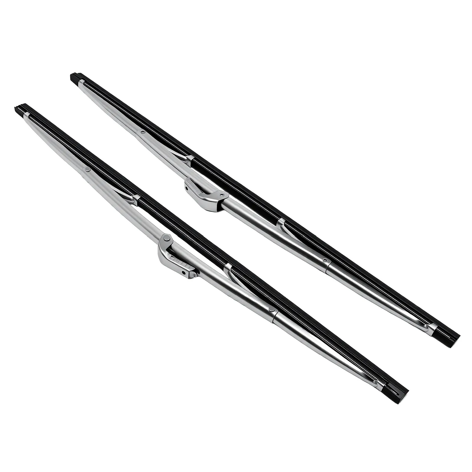 2PCS 15 Inch Wiper Blades 7mm Bayonet Silver Polished Stainless Steel Bayonet Type Wiper Blades for Classic America Cars Boat