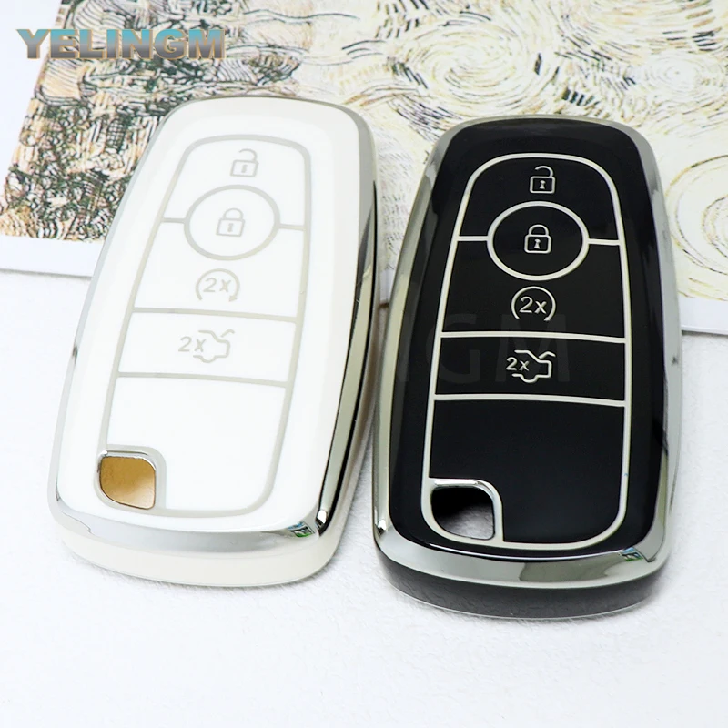 Car Key Case Cover Shell for Ford Mustang Explorer Edge Fusion Mondeo F150 F250 F350 F450 F550 2019 2020 Keychain Accessories