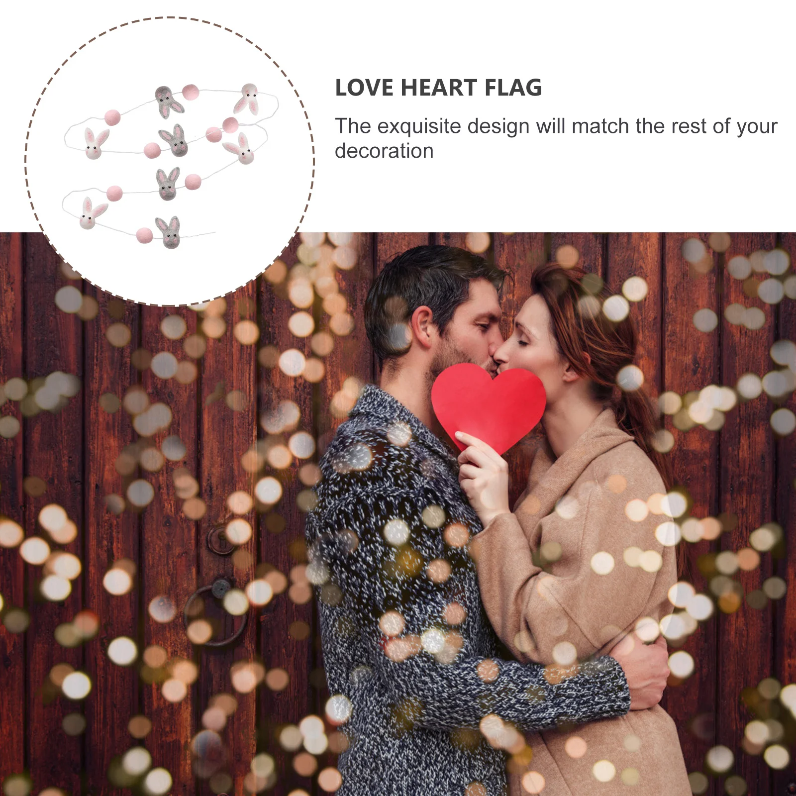 

1Pcs Wool Ball Rabbit String Creative Room Decoration Festival Hanging Banner Photo Prop Home Wall Ornament