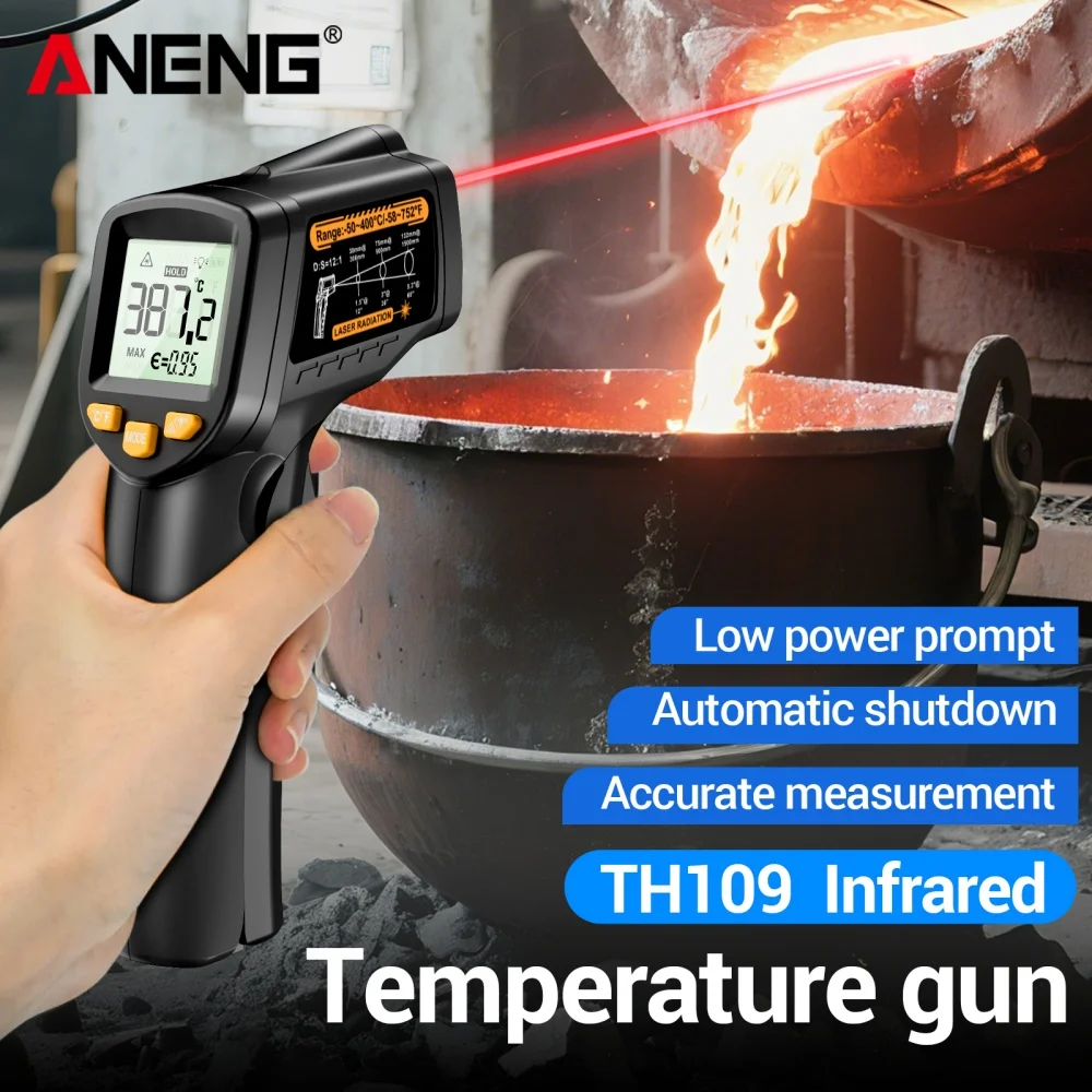 

ANENG TH109 термометр ИК-инфракрасный лазерный промышленный тестер измерения температуры бесконтактный термометр пирометр измерительные инструменты