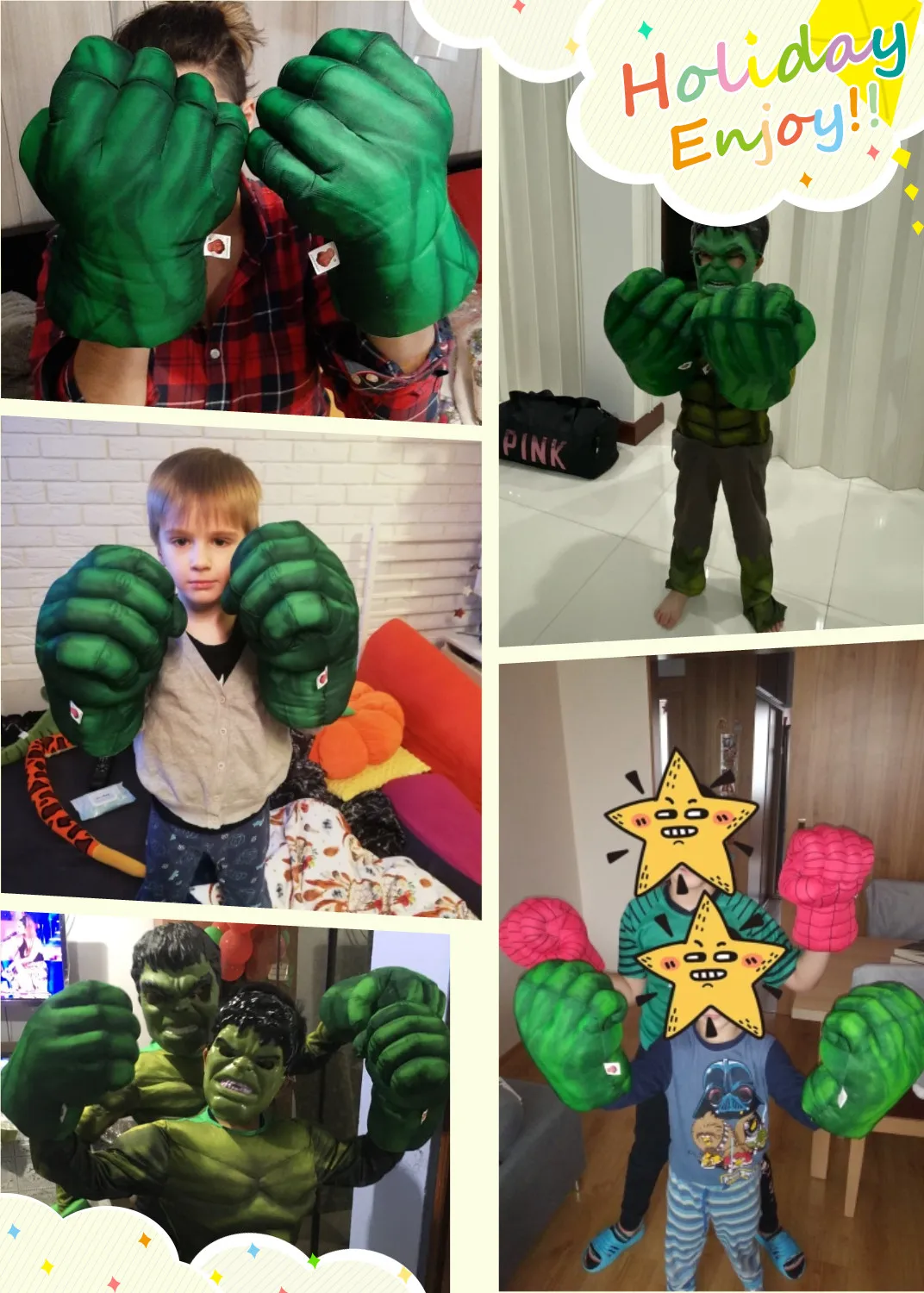 Kids Christmas Birthday Gifts Hulk Cosplay Muscle Costumes including Masks Halloween Children Costumes with gloves