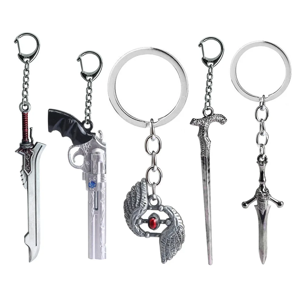 Porte-clés de jeu Anime Cosplay, Épée Dante Nero, Révolte, Réveil, Porte-clés Reine Rouge, Revolver, Ébène et Ivoire Blanc
