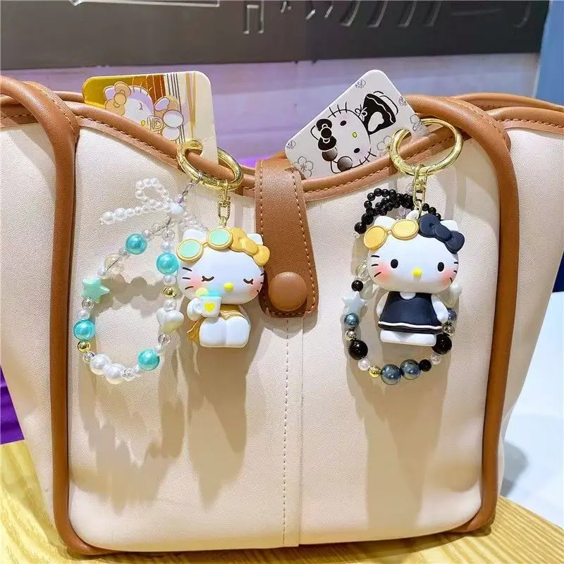 Gantungan Kunci Rantai Manik-manik Sanrio Hello Kitty KUROMI Asli Gantungan Kunci Mobil Kreatif Lucu Hadiah Gantungan Kunci Ransel Pelajar Anak-anak