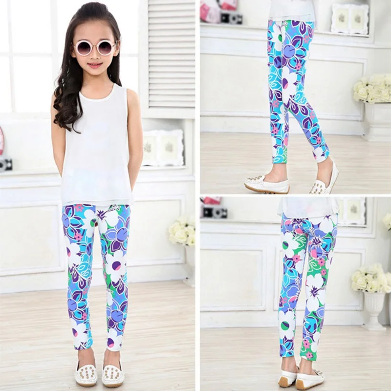 Children Girls\' leggings Spring Autumn Thin Kids Stretch Printed Milk Silk Pants Korean Children\'s Pants Summer Clothes