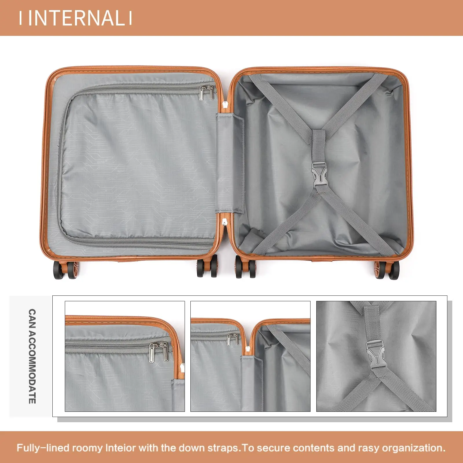 حقيبة أمتعة يدوية من كونو مقاس 45 × 36 × 20 سم، حافظة صلبة خفيفة الوزن مع 4 لفات وقفل TSA Easyjet