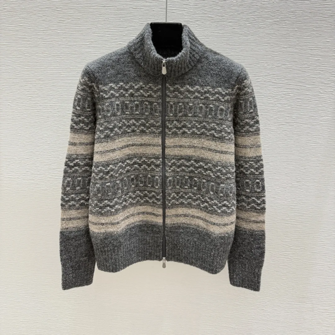 2026Women's Autumn/Winter Long-Sleeve Knit Cardigan with Stand Collar and Half-Zip
