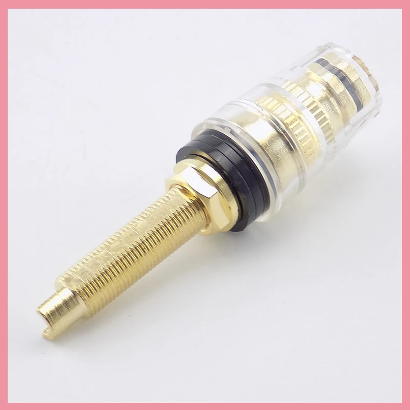 2pcs Brass Long Binding Post Connector Audio Speaker Amplifier Audio Adapter for 4mm Banana Plug Terminal Connectors B6