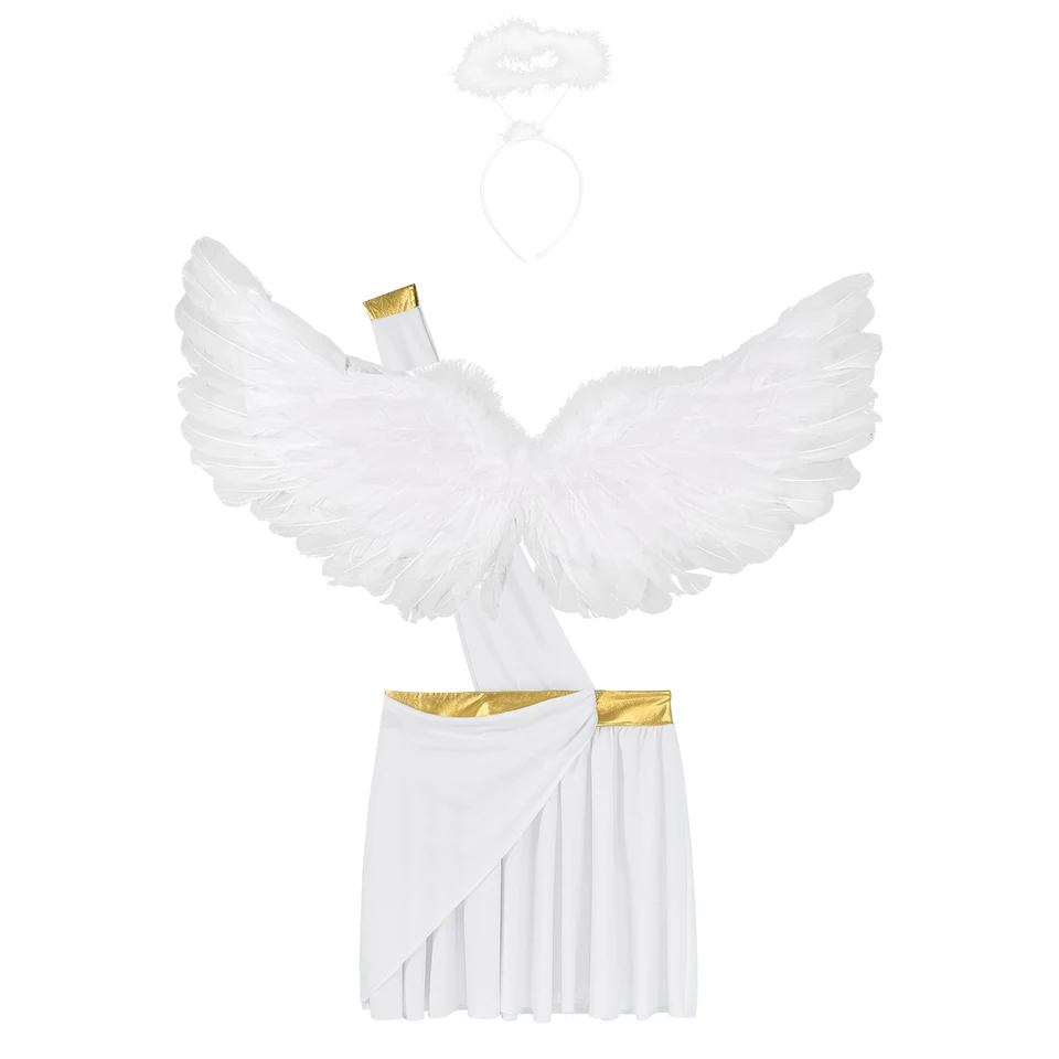 Men Angel Costume Halloween Cosplay Outfits 3 Piece Angel Swings Headband  And Skirts Set God of Love Cupid Fancy Dress - AliExpress 200000532