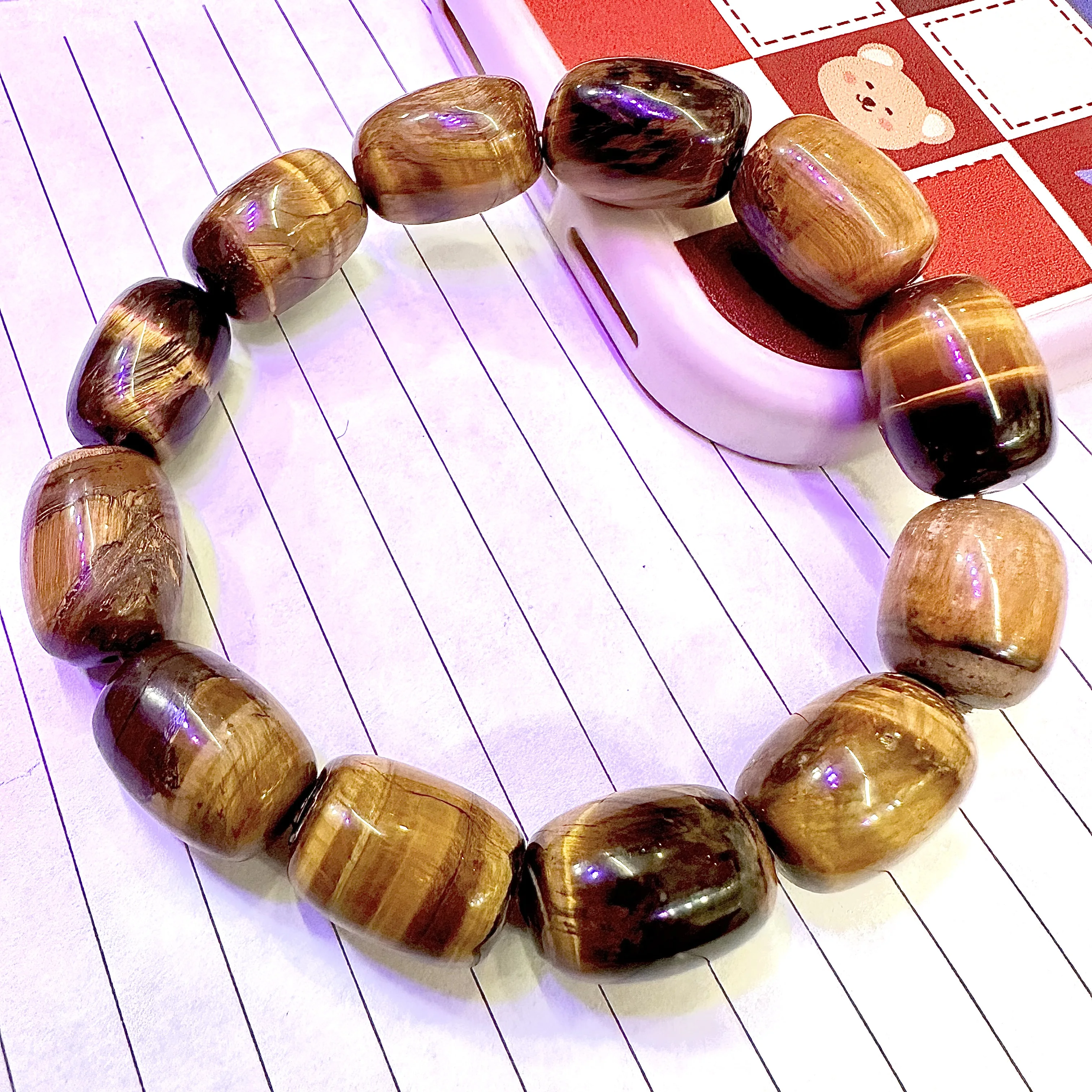 Yellow Tiger‘s eye Barrel Stone Bracelets for Women 2023 Cute Jewelry Big Crystal Stones Bracelet Amulet 12x16mm Free Shipping