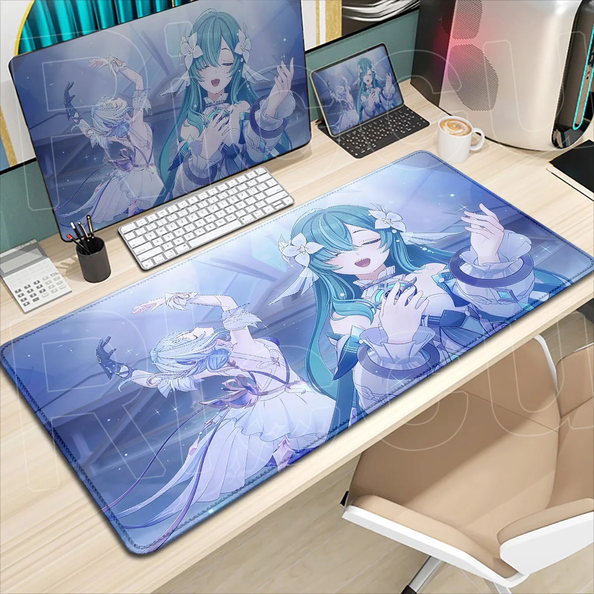 Randversiegelte Büro-Mausmatte, Schreibtisch-Dekoration, Teppich, E-Sport-Gamer-Schrankteppich, Hot Genshin Impact Vodyanitsa Mauspads – Detail 10