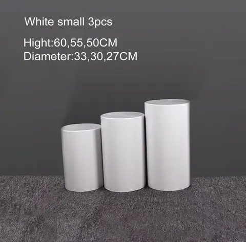 Iron Cylinder Circular Column for Wedding Decoration, Flower Stand Display, Party Cake Pedestal, White and Gold