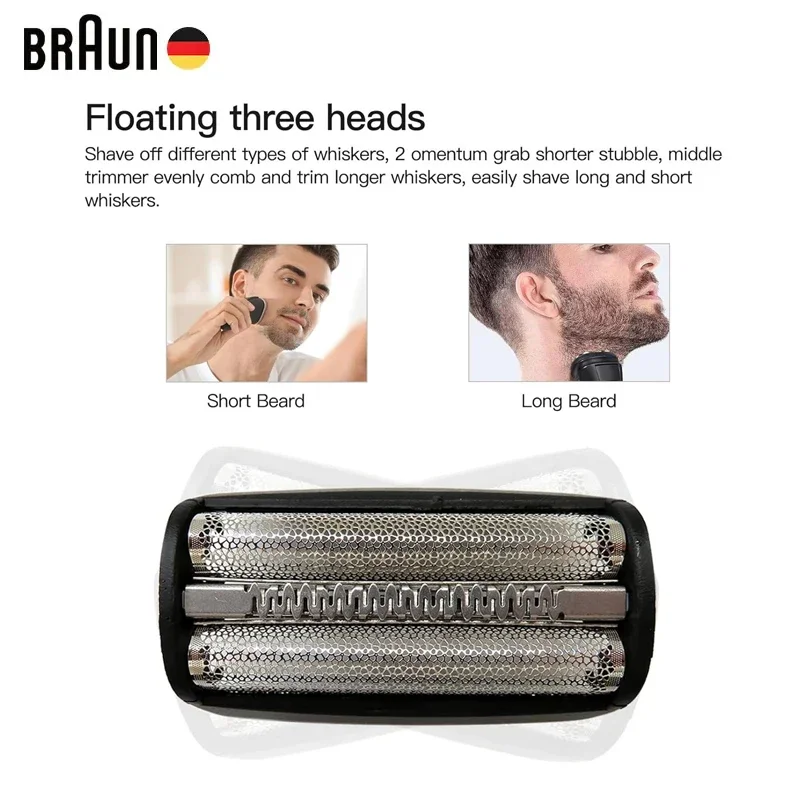 Braun 30B Shaver Head Series 3 Foil Cutter Blade for Electric Razor 7504 7505 7510 7511 7514 7515 7516 7763 7783 7785 7765