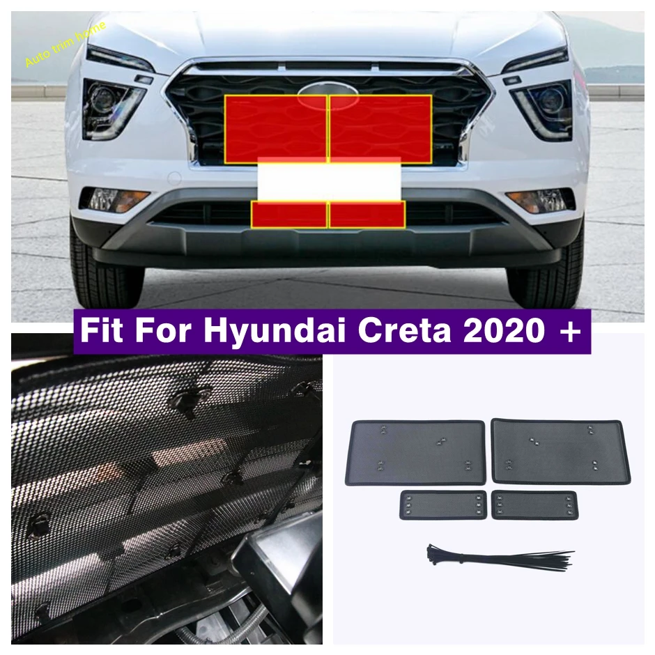 

Plastic Metal Front Grille Insect Screening Mesh Net Tank Engine Protector Cover Trim For Hyundai Creta 2020 - 2022 Accessories