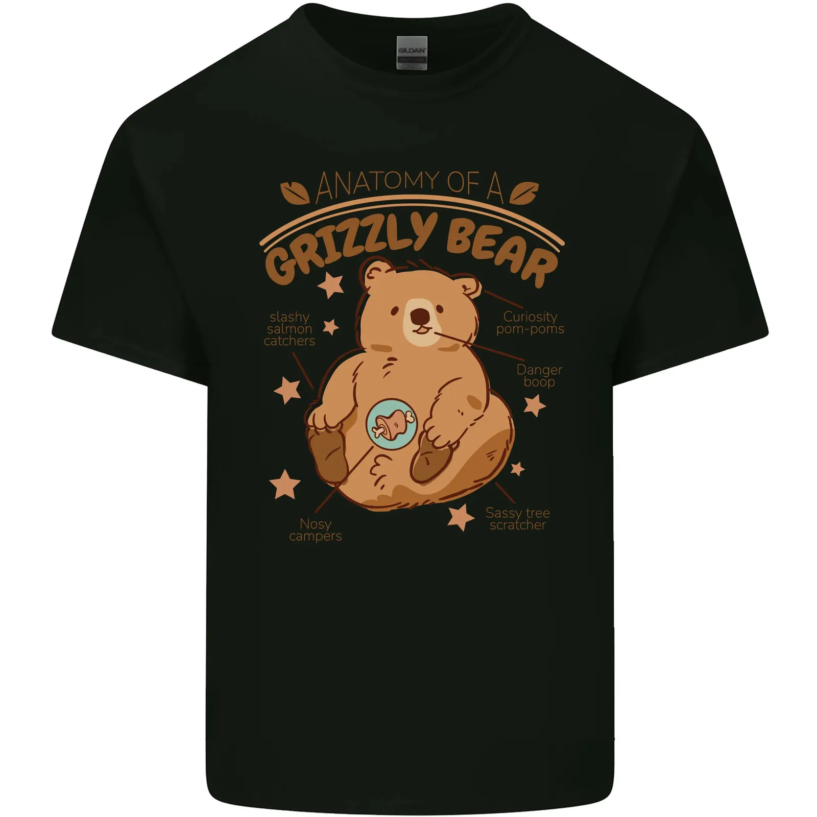 Anatomy of a Grizzly Bear Mens Cotton T-Shirt Tee Top