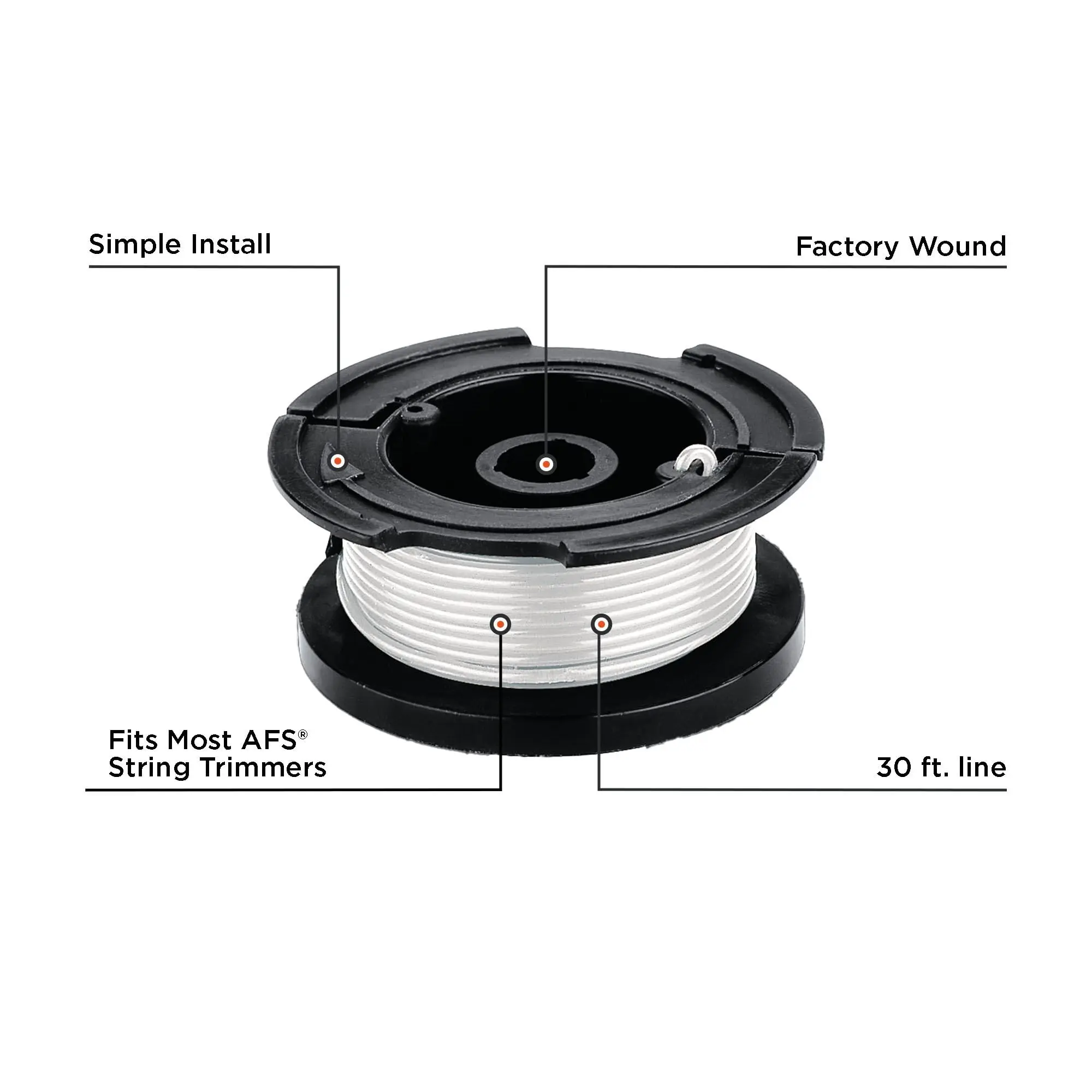 Black+Decker Trimmer Line Replacement Spool, Autofeed 30 ft (9 meter), 0.065-Inch (1.6mm)