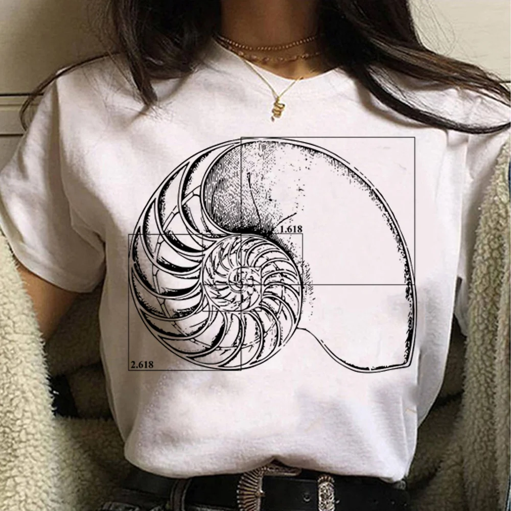 Fibonacci on a nautilus shell Tee women Japanese summer comic t shirt girl comic clothes